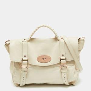 Mulberry Ivory Leather Oversized Alexa Top Handle Bag