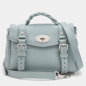 Mulberry Pastel Blue Leather Mini Alexa Top Handle Bag