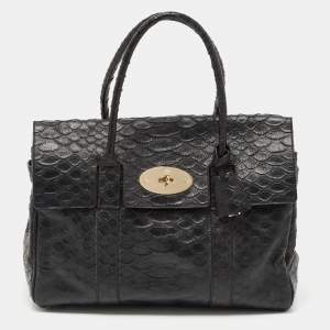 Mulberry Black Python Embossed Leather Bayswater Satchel