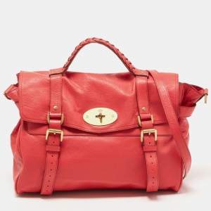 Mulberry Pink Leather Oversized Alexa Satchel Bag