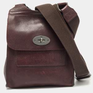 Mulberry Burgundy Leather Antony Messenger Bag