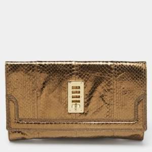 Mulberry Gold Watersnake Leather Maggie Clutch