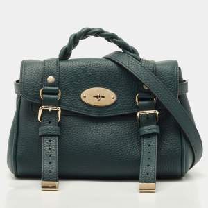 Pre Owned Mulberry Green Leather Mini Alexa Top Handle Bag
