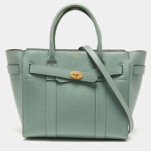 Mulberry Antique Blue Grained Leather Small Zipped Bayswater Tote