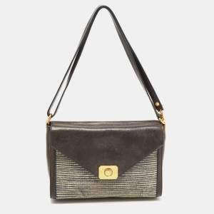 Mulberry Navy Blue/Denim and Leather Delphie Duo Flap Shoulder Bag