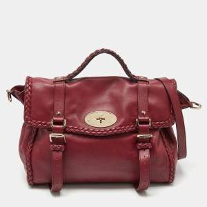 Pre Owned Mulberry Burgundy Leather Oversized Alexa Top Handle Bag