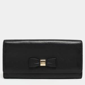 Mulberry Black Leather Bow Continental Wallet