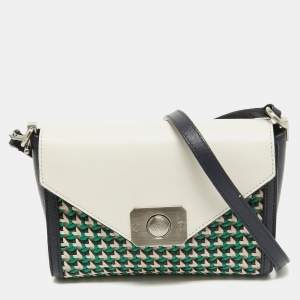 Mulberry Multicolor Leather Woven Delphie Duo Flap Shoulder Bag