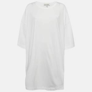 مملوكة مسبقًا Munthe White Printed Jersey Side-Slits Oversized T-Shirt XS