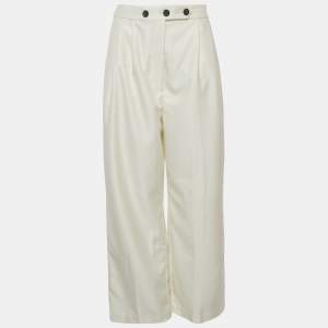 Pre Owned Munthe White Gabardine Pleated Trousers S