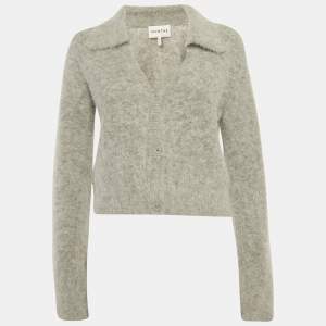 مملوكة مسبقًا Munthe Grey Mohair Wool Buttoned Cardigan S