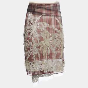 Nº21 Black Glitter Tulle Midi Skirt XS