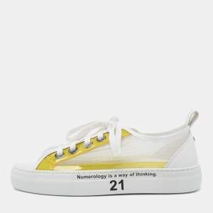 N21 White/Yellow Leather and PVC Low Top Sneakers Size 40