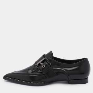 Nº21 Black Leather Crystal Embellished Buckle Slip On Loafers Size 35