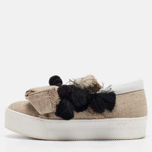 Nº21 Beige Jute Bow Slip On Sneakers Size 38