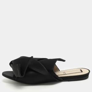 N°21 Black Satin Knot Flat Mules Size 38