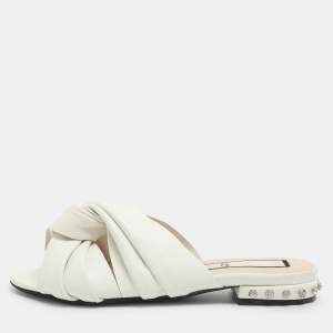 مملوكة مسبقًا N21 Knot Size 37.5 White Leather Flats