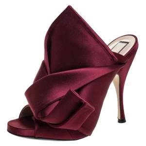 N°21 Burgundy Satin Ronny Pleated Mules Size 37