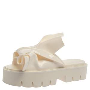 Pre Owned  N21 X Kartell White PVC Knot Platform Slides Size 39