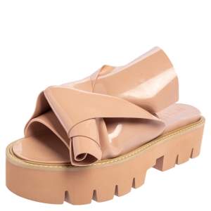 Nº21 X Kartell Beige PVC Knot Platform Slides Sandals Size 39