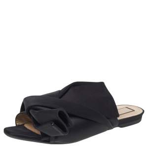 N21 Black Satin Knot Flat Sandals Size 39