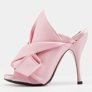 Nº21 Pink Satin Raso Knotted Mules Size 37