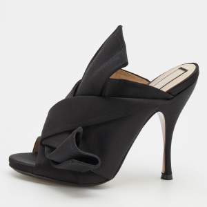N°21 Black Satin Ronny Pleated Open Toe Mules Size 39