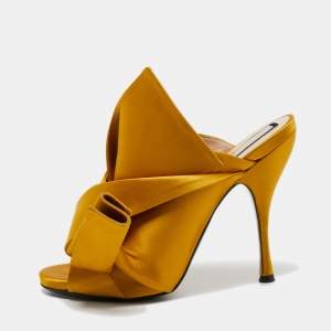 N21 Yellow Satin Ronny Mule Slides Size 41