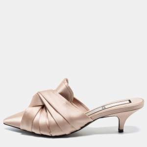 Nº21 Cream Satin Knotted Slide Mules Size 38