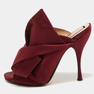 N°21 Burgundy Satin Ronny Pleated Mules Size 41
