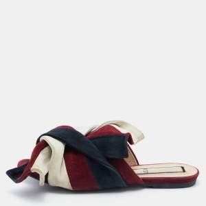 N21 Tri Color Suede Knot Flat Mules Size 38