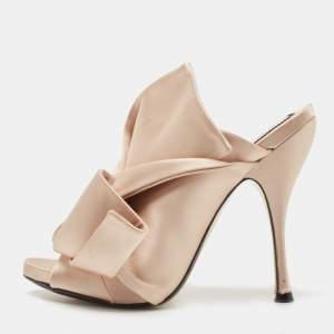 N21 Beige Satin Knot Mules Size 39  