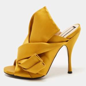 N°21 Mustard Yellow Satin Ronny Mules Size 40