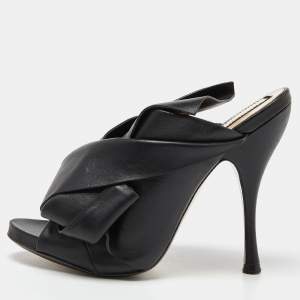 N°21 Black Leather Raso Knot Mules Size 38