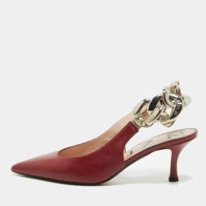 N21 Red Leather Slingback Pointed Toe Pumps Size 38