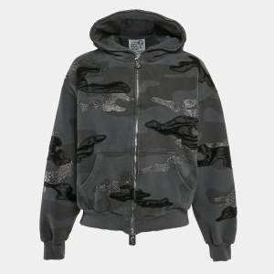Pre Owned Named Collective Grey Rhinestone Camouflage Cotton Hooded Jacket XS