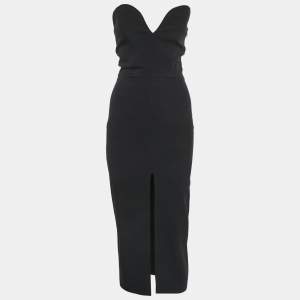 مملوكة مسبقًا Namelazz Black Crepe Sweetheart Strapless Midi Dress XXS