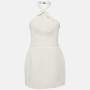Nana Jacqueline Cream Crepe Halter Neck Dress M