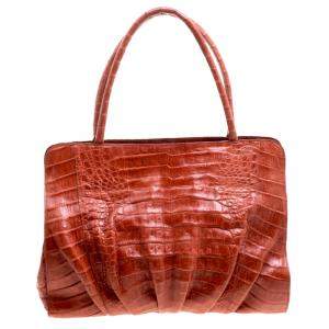 Nancy Gonzalez Red Orange Crocodile Satchel 