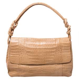 Nancy Gonzalez Flap Brown Crocodile Shoulder Bag