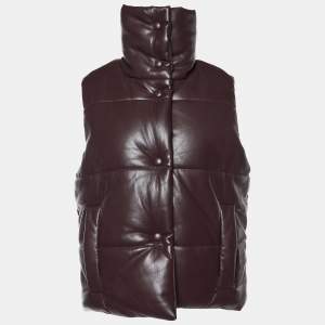 Nanushka Burgundy Quilted Faux Leather Vest Jacket M