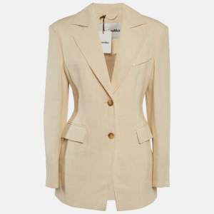 Nanushka Cream Tweed Waist Fitted Blazer XS