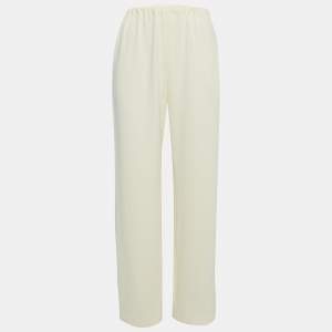 Nanushka Cream Crepe Elastic Waist Trousers M