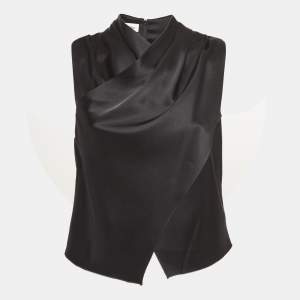Nanushka Black Satin Draped Sleeveless Top M