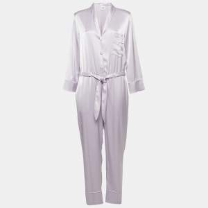 Nanushka Light Purple Satin Belted Yuma Jumpsuit L
