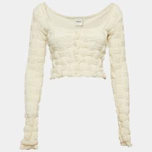 Nanushka Cream Seersucker Jylan Crop Top XS