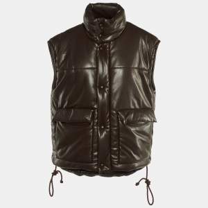 Nanushka Dark Brown Quilted Faux Leather Vest Jacket M