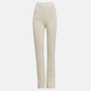 Pre Owned Nanushka Off White Crochet Knit Bazia Slim Trousers M