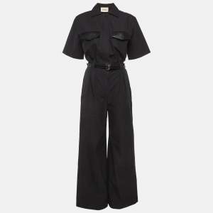 Pre Owned Nanushka Fabienne Black Cotton Wide Leg Jumpsuit S