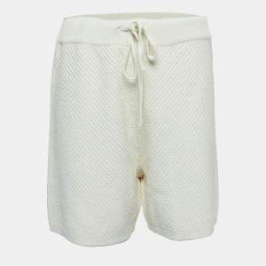 Nanushka Cream Cotton Crochet Knit Drawstring Shorts M
